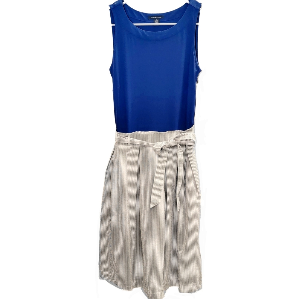 Summer Dress: Blue Top and Seersucker Skirt (one piece)